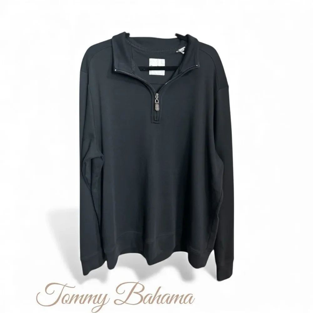Tommy Bahama Men's Black 1/4 Zip-Up Sweater